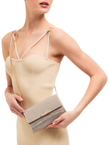 Carvela Gala Embellished Clutch Bag, Gold - view 2, Gold