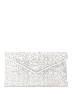 Carvela Stargaze Embellished Envelope Clutch Bag, White/Comb, White/Comb