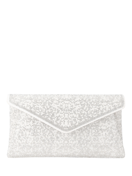 Carvela Stargaze Embellished Envelope Clutch Bag, White/Comb, White/Comb