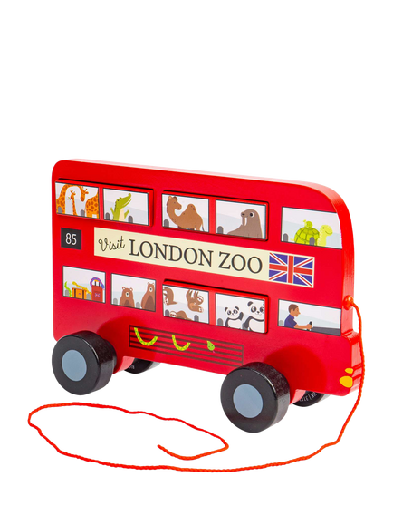 Bigjigs Toys London Bus Pull-Along Toy, Multi