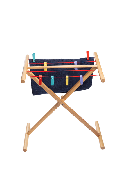Bigjigs Toys Wooden Clothes Airer - view 2, Multicoloured