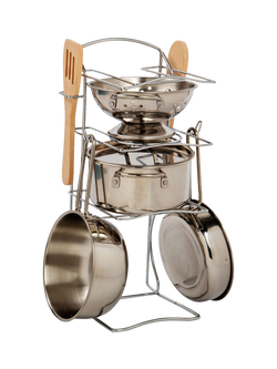 Bigjigs Toys Cooking Pot Rack, Multicoloured