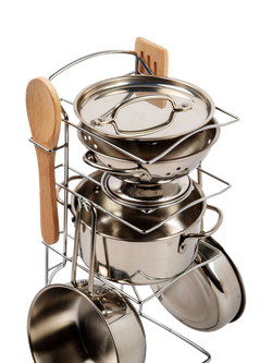 Bigjigs Toys Cooking Pot Rack - view 2, Multicoloured