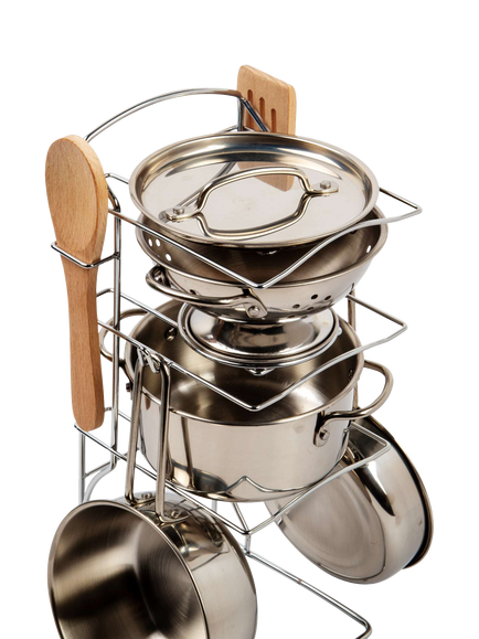 Bigjigs Toys Cooking Pot Rack - view 2, Multicoloured