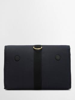 Barbour Dry Wax Cotton Transport Hanging Washbag, Navy - view 2, Navy