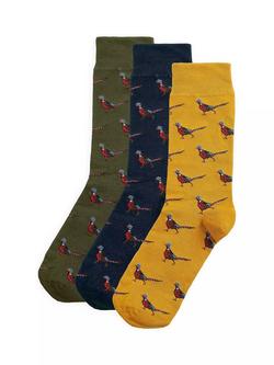Barbour Pheasant Sock Gift Set, Pack of 3, Trench/Beech Mix, Trench/Beech Mix