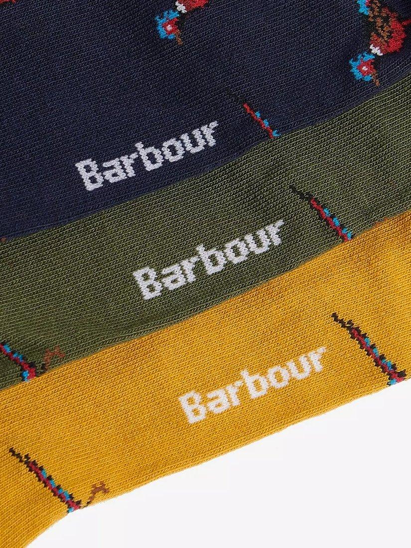 Product image 2 of 2, which shows Barbour Pheasant Sock Gift Set, Pack of 3, Trench/Beech Mix