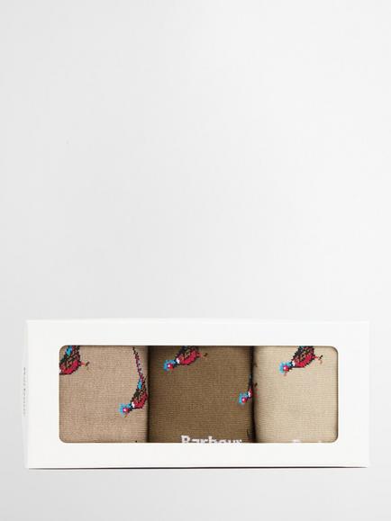 Barbour Pheasant Sock Gift Set, Pack of 3, Trench/Beech Mix - view 2, Trench/Beech Mix