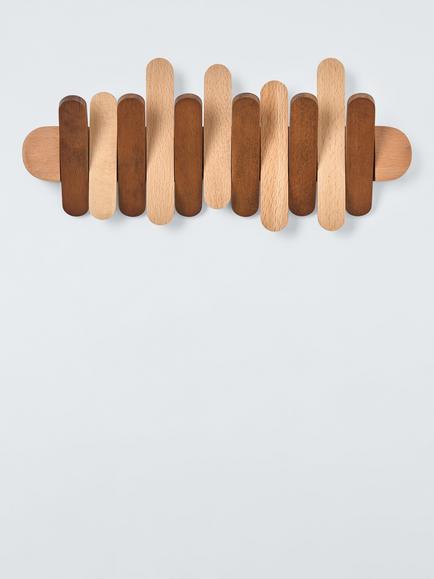 John Lewis Beechwood Pull-Out Wall Hook Rack, Brown, Brown