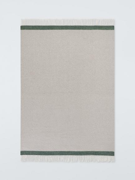John Lewis Diamond Border Throw, Grey/Green - view 2, Grey