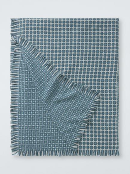 John Lewis Mini Check Throw, Blue