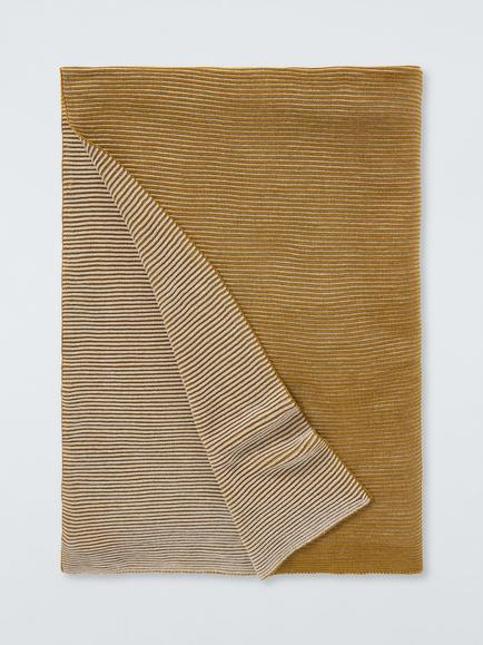 John Lewis Ribbed Knit Throw, Ochre