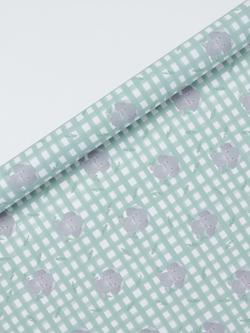 John Lewis Gingham Elephant Wrapping Paper, 3m, Green, Green