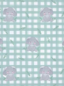John Lewis Gingham Elephant Wrapping Paper, 3m, Green - view 2, Green