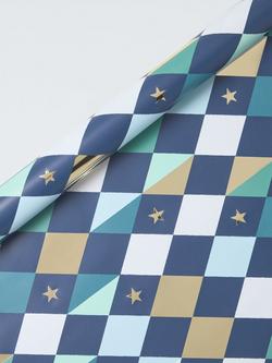 John Lewis Harlequin Star Wrapping Paper, 3m, Blue, Blue