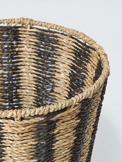 John Lewis Stripe Woven Waste Paper Bin, Black/Natural - view 2, Black Natural