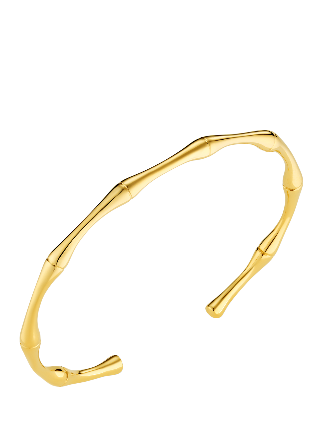 Product image 1 of 2, which shows Orelia LUXE Polished Bamboo Open Bangle, Pale Gold