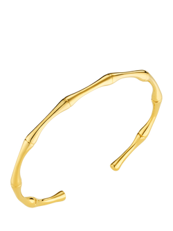 Orelia LUXE Polished Bamboo Open Bangle, Pale Gold, Pale Gold