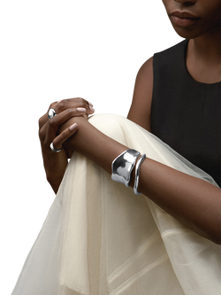 Orelia Polished Hammered Bangle, Silver - view 2, Silver