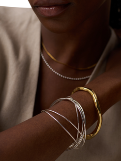 Orelia Fine Multi Interlocking Bangles, Silver - view 2, Silver