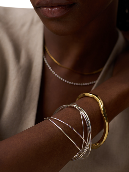 Orelia Fine Multi Interlocking Bangles, Silver - view 2, Silver