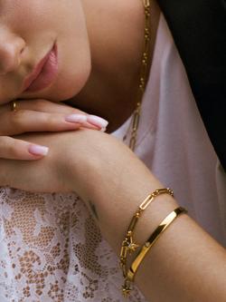 Orelia LUXE Crystal Starburst Hinged Bangle, Pale Gold - view 2, Pale Gold