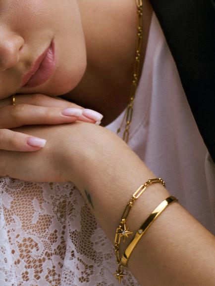 Orelia LUXE Crystal Starburst Hinged Bangle, Pale Gold - view 2, Pale Gold