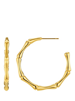 Orelia LUXE Polished Bamboo Large Hoop Earrings, Pale Gold, Pale Gold