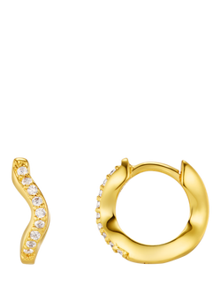 Orelia Fine Pave Wave Micro Hoop Earrings, Gold, Gold