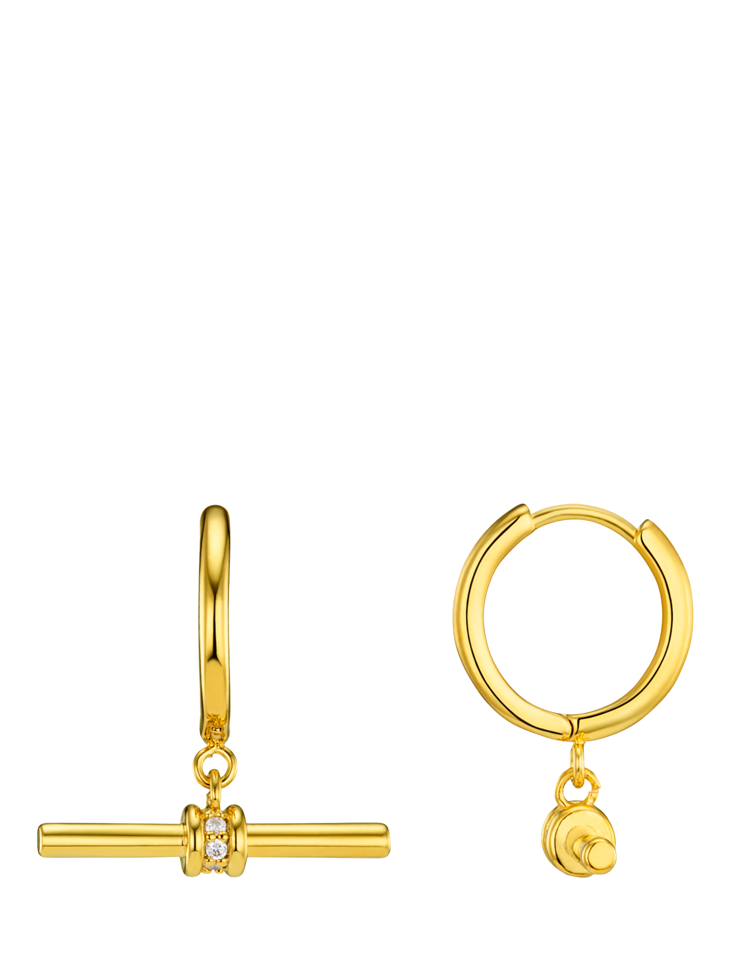 Orelia Crystal T-Bar Hoop Earrings, Gold