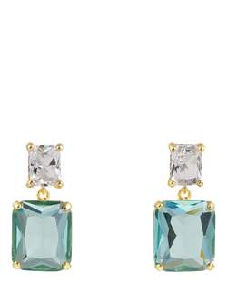 Orelia Statement Crystal Double Drop Earrings, Aquamarine, Aquamarine