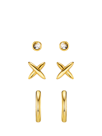 Orelia Ear Stacking Set, Pack of 3, Gold, Gold