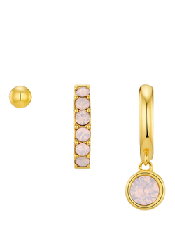 Orelia Opal Swarovski Crystal Ear Stacking Set, Pack of 3, Gold/Pink, Gold/Pink