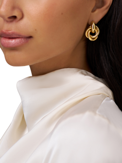 Orelia Statement Interlocking Earrings, Gold - view 2, Gold