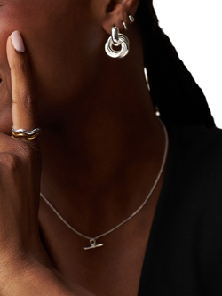 Orelia Statement Interlocking Earrings, Silver - view 2, Silver