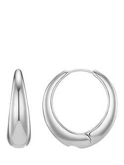 Orelia Tapered Hoop Earrings, Silver, Silver