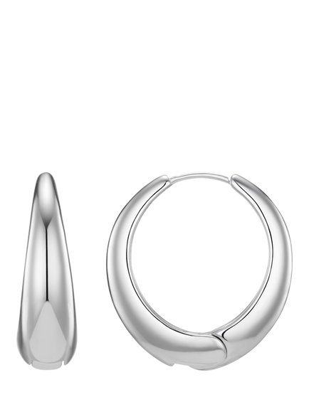 Orelia Tapered Hoop Earrings, Silver, Silver