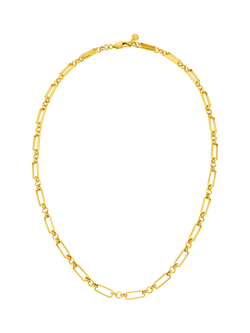 Orelia LUXE Rectangular Open Link Chain Necklace, Pale Gold, Pale Gold