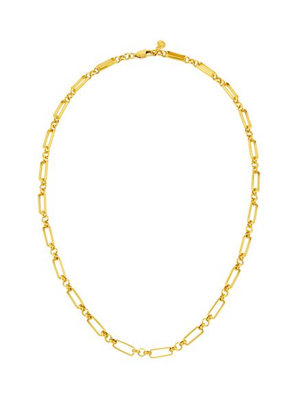 Orelia LUXE Rectangular Open Link Chain Necklace, Pale Gold, Pale Gold