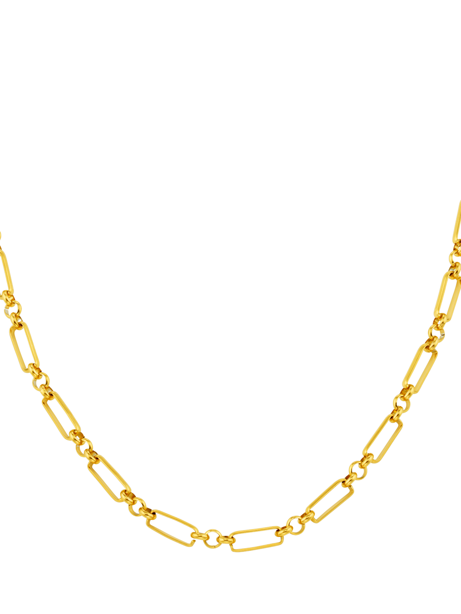 Product image 2 of 3, which shows Orelia LUXE Rectangular Open Link Chain Necklace, Pale Gold