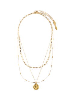 Orelia Multi Row Coin Necklace, Pale Gold, Pale Gold