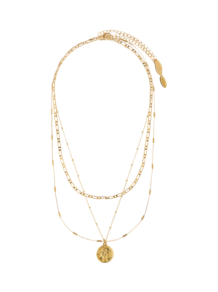 Orelia Multi Row Coin Necklace, Pale Gold, Pale Gold