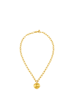 Orelia LUXE Oval Molten Coin Necklace, Pale Gold, Pale Gold