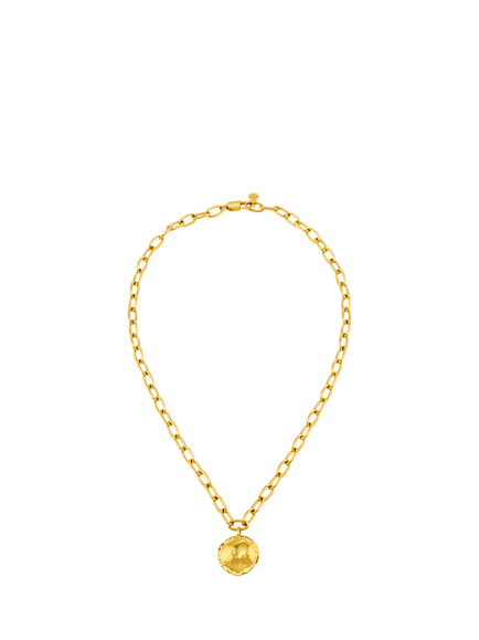 Orelia LUXE Oval Molten Coin Necklace, Pale Gold, Pale Gold