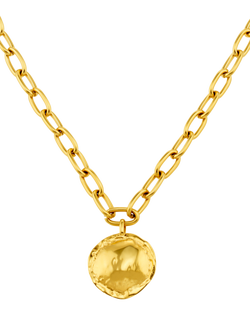 Orelia LUXE Oval Molten Coin Necklace, Pale Gold - view 2, Pale Gold