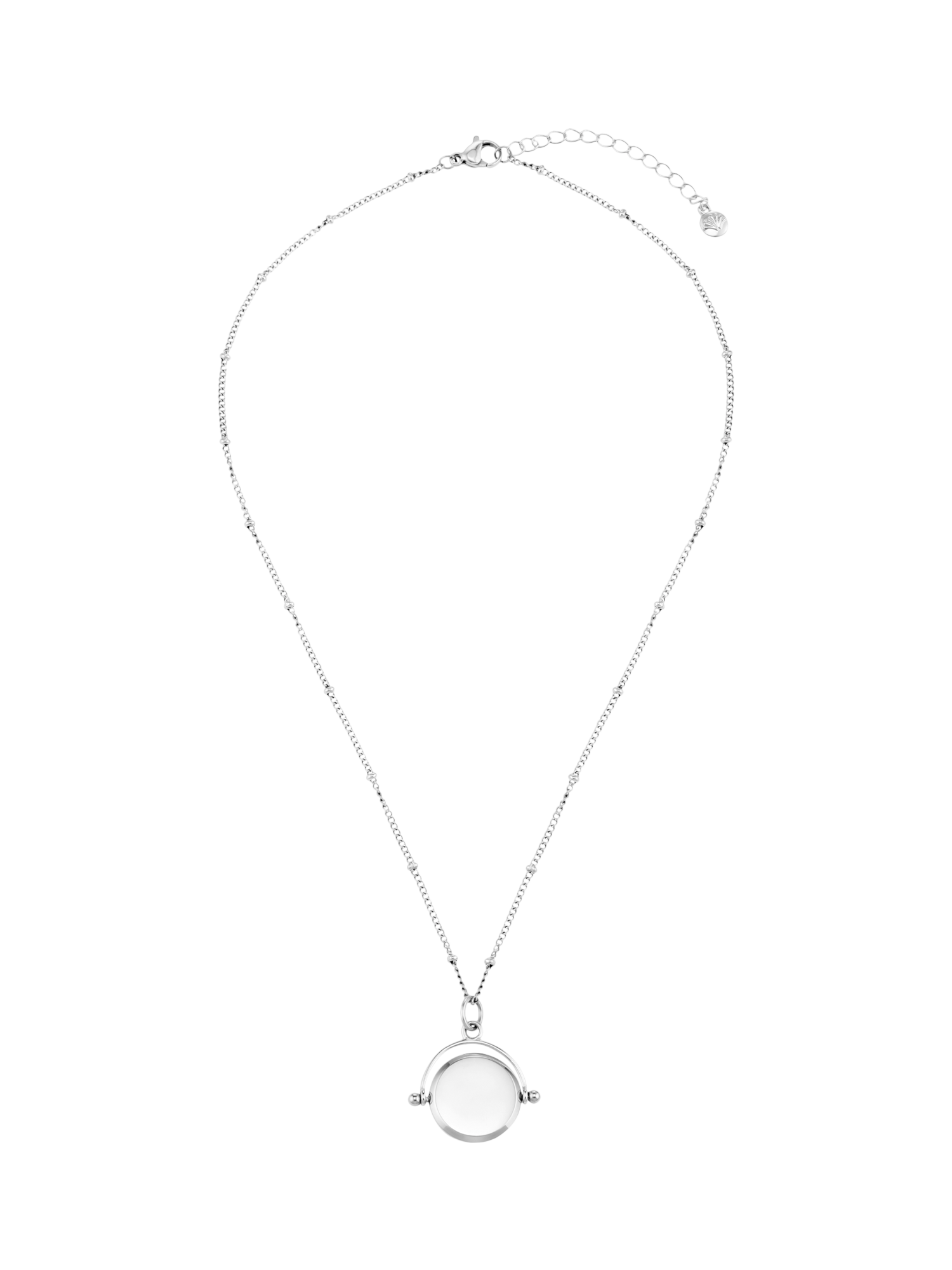 Product image 1 of 4, which shows Orelia LUXE Faceted Disc Spinner Necklace, Silver