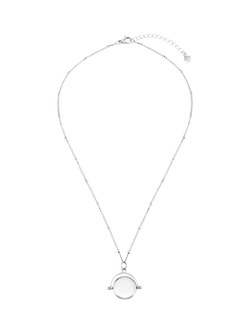 Orelia LUXE Faceted Disc Spinner Necklace, Silver, Silver