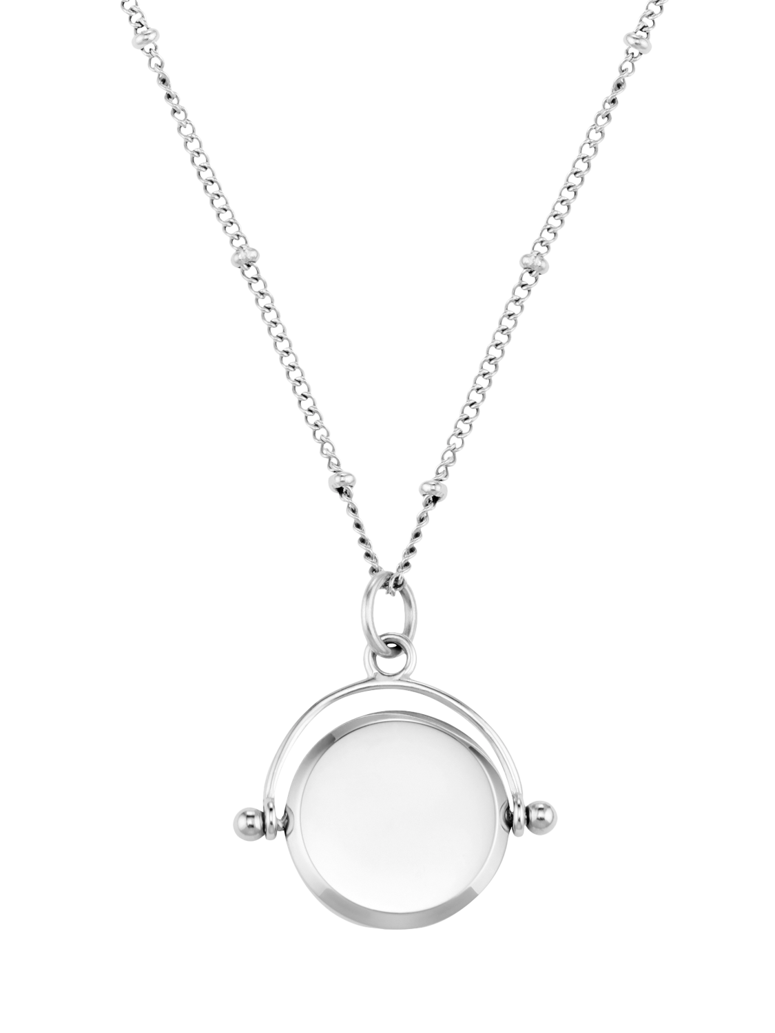 Product image 2 of 4, which shows Orelia LUXE Faceted Disc Spinner Necklace, Silver