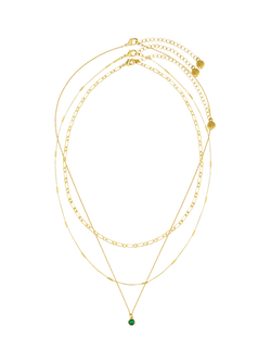 Orelia Swarovski Crystal 3-Row Necklace, Gold/Emerald, Gold/Emerald