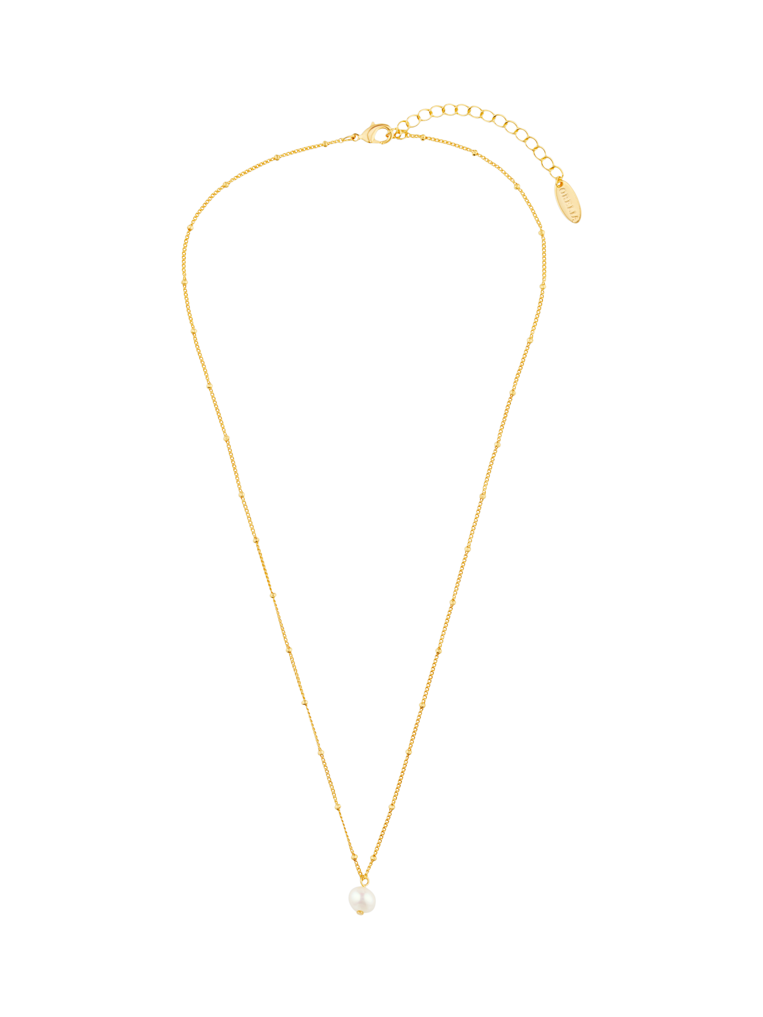 Product image 1 of 3, which shows Orelia Pearl Satellite Necklace, Gold